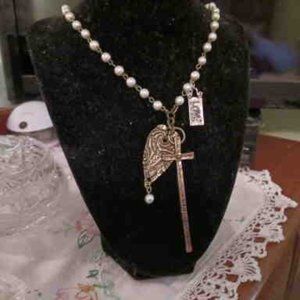 Cross Necklace with Pearls